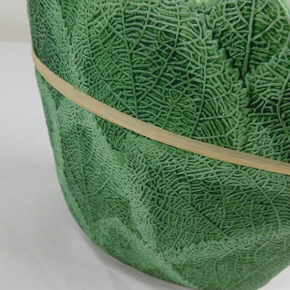 Green Leaves Design Embossed Decorative Display Tabletop Indoor/Outdoor Vase Bow - Picture 6 of 9